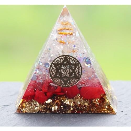 Reiki Orgonite Natural Crystal Orgone Pyramid Energy Generator Jade Coral Emf Protection For Chakra Healing For Home