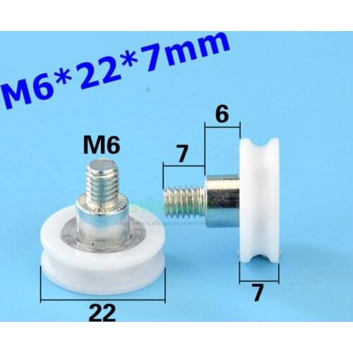 M6*22*7mm M6 thread screw rolling pulley, drawer round track wheel, U groove guide wheel, DU22 over line pulley
