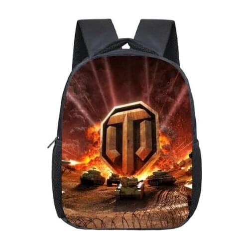 12 inch Game World Of Tanks Kindergarten Infantile Small Backpack for Kids Baby Cartoon School Bags Children Gift