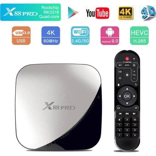 X88 Pro Android 9.0 Smart tv Box RK3318 Quad Core 4GB RAM 32GB/64GB ROM 2.4G/5G Dual Wifi USB3.0 2G 16G X88pro 4K Android TV Box