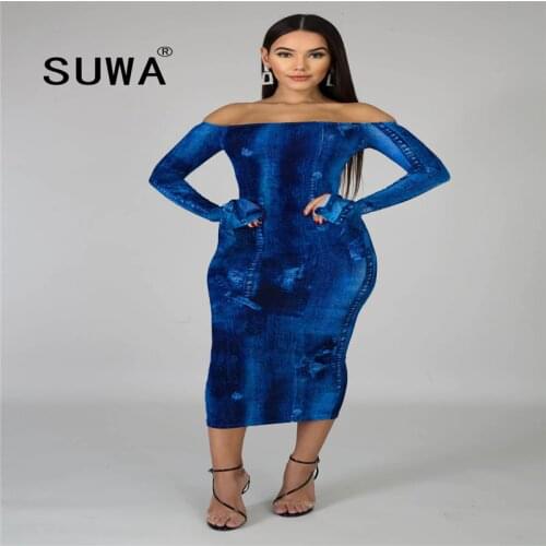 Spring clothes body blue dresses woman party night club bodycon maxi dress salsh collar long sleeve sexy dress