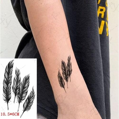 Waterproof Temporary Tattoo Sticker Black Feather Butterfly Fish Flying Bird Tatto Flash Tatoo Fake Tattoos for Kids Men Women