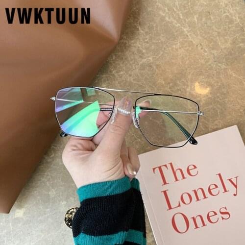 VWKTUUN Irregular Eye glasses Frames For Women Optical Twin Beams Glasses Frames 2020 Myopia Stainless Steel Eyeglass frame