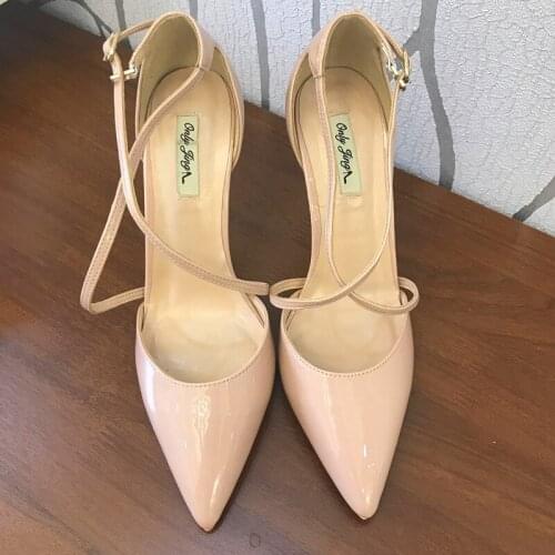 2019 Fashion free shipping lady women nude Patent Leather Poined Toe Stiletto high heel pump HIGH-HEELED SHOES Wedding Shoes