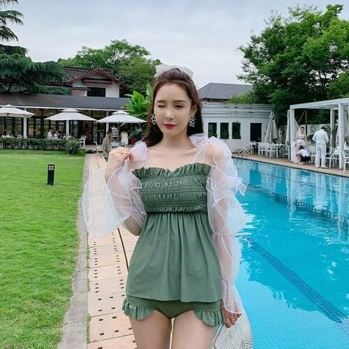 Women Swimwear Closed Girls Rash Guard Swimsuit Two Piece Rashguard Costume 2021 New Split Suit For Showing Print Polyester