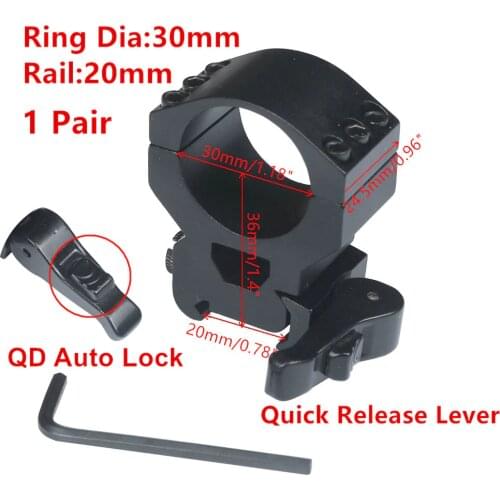 1 pair (2pcs) Heavy Duty Low Profile 6 Bolts 30mm Ring 20mm Weaver Picatinny Rail Scope Mount Lasers Flashlights Hunting Caza