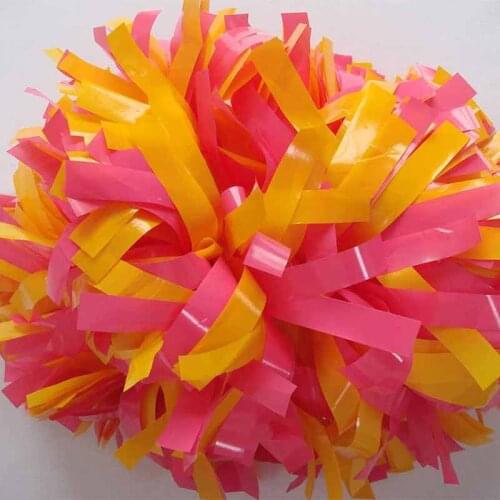 1Piece Cheerleader Pom poms Never Fade Fully Shinny 6" Baton Handle Plastic Orange Custom Color Competion 180g Poms Video show