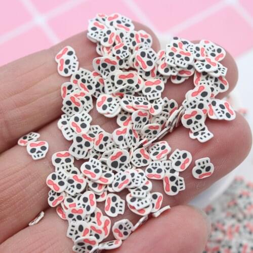 100g/Lot Cute Skull Clay Slices Soft Pottery Skeleton Sprinkles for Slime Decoration DIY Crafts