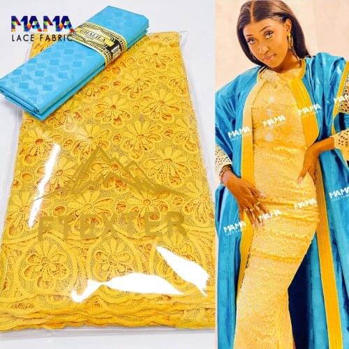 2.5+ 2.5 Yards 2021 Latest African Lace High Quality 100% Cotton Dry Lace Cord Lace Fabric Embroidery With Senegal Bazin Riche