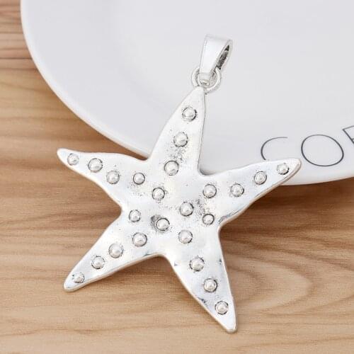 2 Pieces Large Starfish Sea Star Charms Pendants for Nacklace Jewellery Making Findings 73x68mm