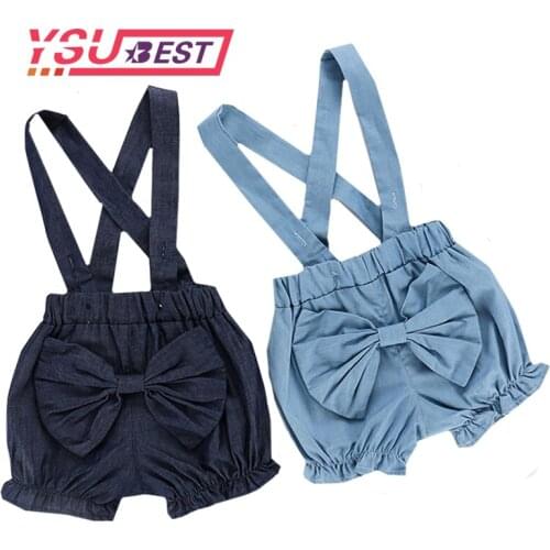 2020 Girls Jumpsuit Summer Childrens Clothing 0-3Yrs Baby Overalls Girls Jeans Shorts Bow Girls Jean Summer Children Girl Short