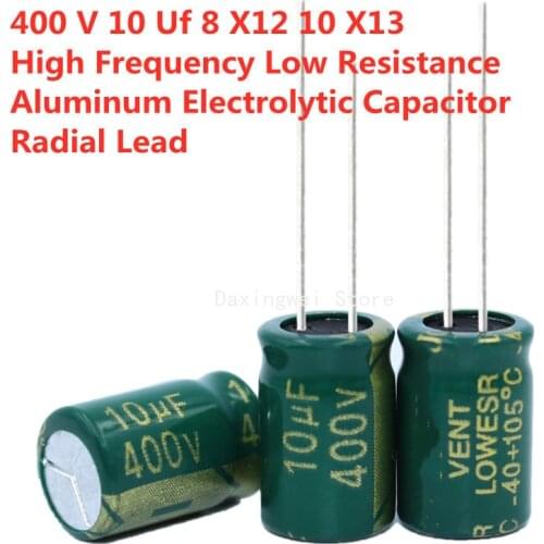 30PCS/Lot 10Uf 400V High Frequency Low Resistance Aluminum Electrolytic Capacitor 8 X12 10 X13 Radial Lead