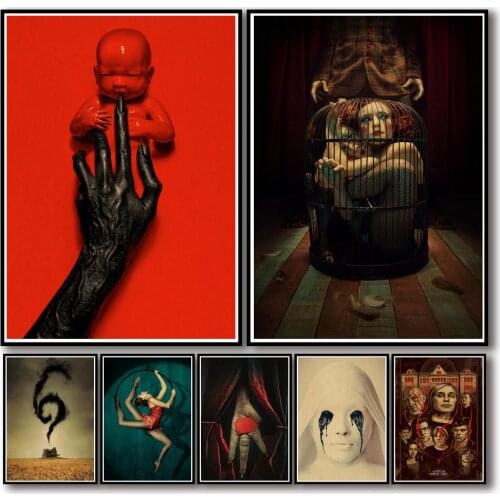 42 Designs TV Show American Horror Story Kraftpaper Poster Artwork Painting Fancy Wall Sticker for Coffee House Bar