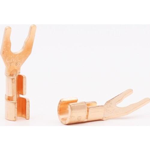 4x CMC Solid Copper Spade Plug Speaker Cable Wire Connector HiFi