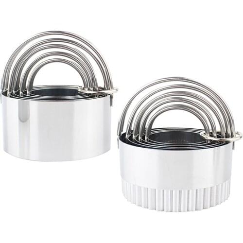 5PCS Nonstick Stainless Steel Round Biscuit Baking Cake Mold Kitchen Cookies Dessert Cake Cutter Rings Tool