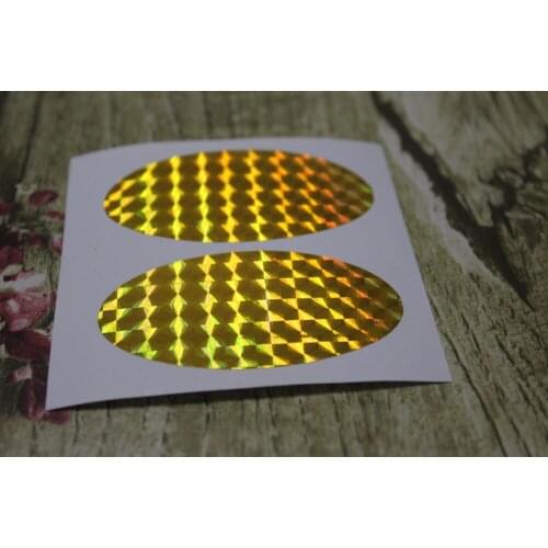 7.6x3.8cm Gold Hologram Large Oval Sticker