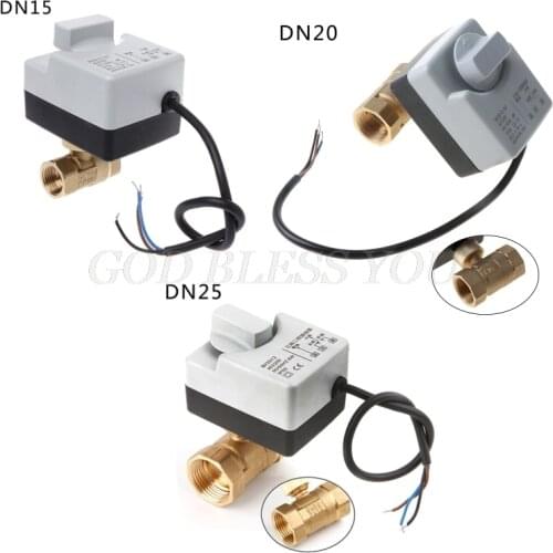 AC220V DN15 DN20 DN25 2 Way 3 Wires Brass Motorized Ball Valve Electric Actuato With Manual Switch Drop Shipping