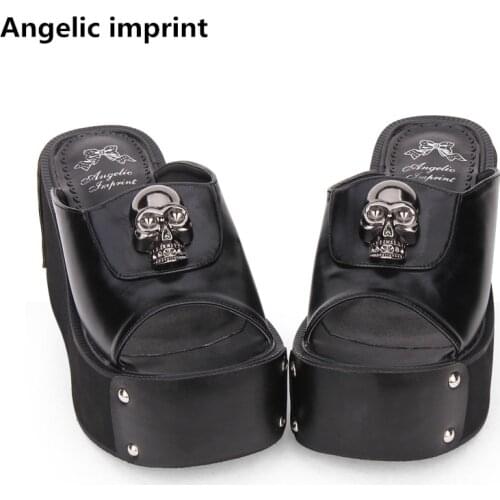 Angelic imprint woman mori girl lolita cosplay shoes lady high heels wedges pumps women princess summer sandals 8cm 33-47 rivets