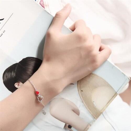 Season Gate 925 Sterling Silver Fashion Hollow Love Gutta Percha Heart Inlaid Zircon Size Chain Bracelets for Women Girls SB059