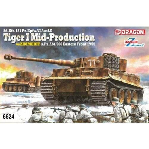 DRAGON 6624 1/35 Tiger I Mid-Production w/Zimmerit 1944 Model Kit
