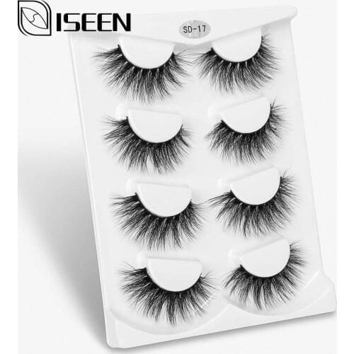 ISEEN 3D Faux Mink False Lashes Natural Long Fake Eyelashes Wispy Silky Soft Fibers Comfortable Wear Eyes Makeup Beauty Kit Set