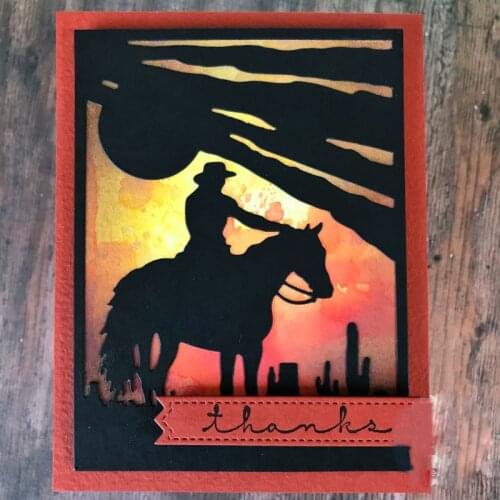 Cowboy and Horse Silhouette Metal Cutting dies Stencil Scrapbooking dies Embossing Handcrafts Paper Card DIY Craft