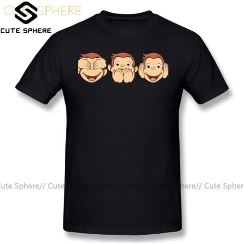 Curious George T Shirt Cartoon Print Curious George T-Shirt Printed Short Sleeve Tee Shirt Mens Cotton Funny Casual 6xl Tshirt
