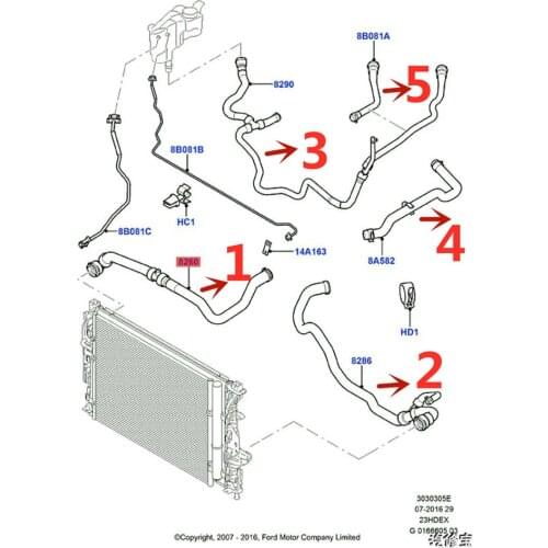 5pcs Cooling Water Radiator Lower radiator hose for Ford Mondeo Mk4 2.3L