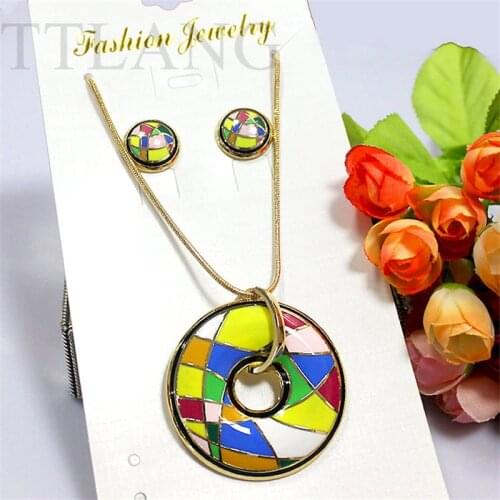 Newest Bright Rainbow Colors Design Enamel Jewelry Set ,1set/pack