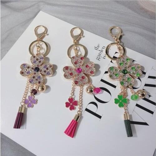 New Clover Car Key Chain Creative Diamond Key Chain Birthday Gift Fashion Bag Pendant Car Keychain Pendant