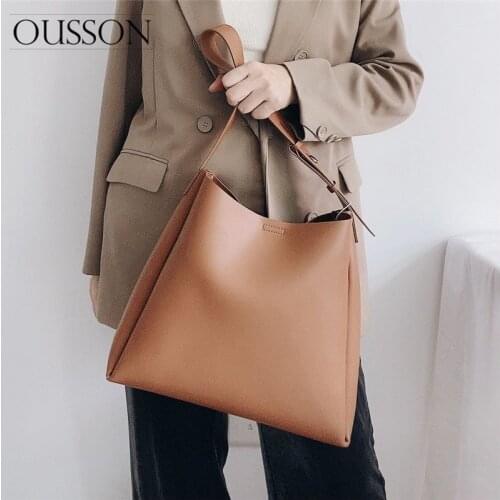 OUSSON Hot Sale Women Fashion Leisure Large Capacity Shoulder Bag Ladies Soft Leather Commuter Tote Bag