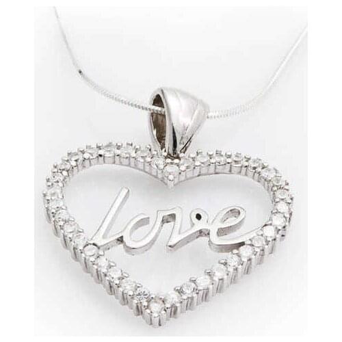 Real Silver 925 Jewelry Silver Cubic Zirconia Love Lady Necklace