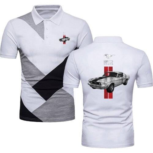 Polo Shirts Mens TShirts Ford 50 Years Logo Sportwear Tees Military Mustang Car Short Sleeve Jersey Contrast Color Polo