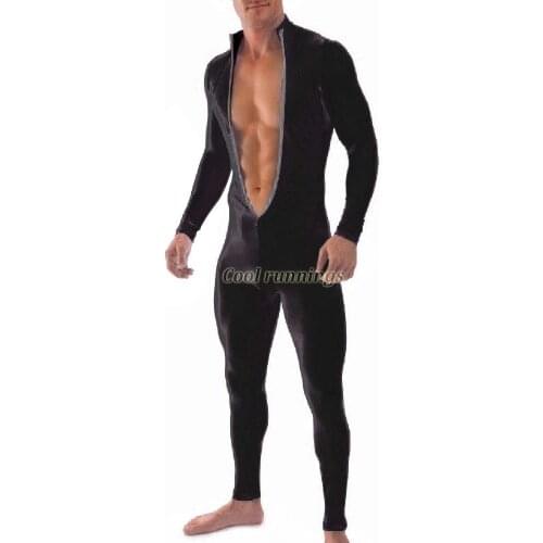 Adult Sexy Black Front Zipper Zentai Costume Spandex Fancy Dress Unisex Skin Unisex Suit bodysuit Catsuit