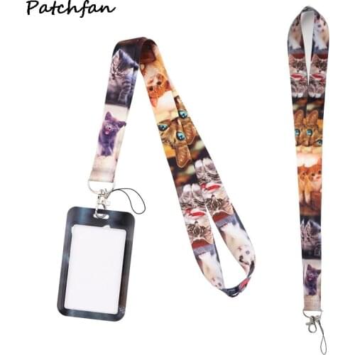 AD745 Patchfan Cartoon Animal Lanyard for Key Phones USB Flash Drives Key Keychains ID Name Badge Holders Webbing For Cat Lovers