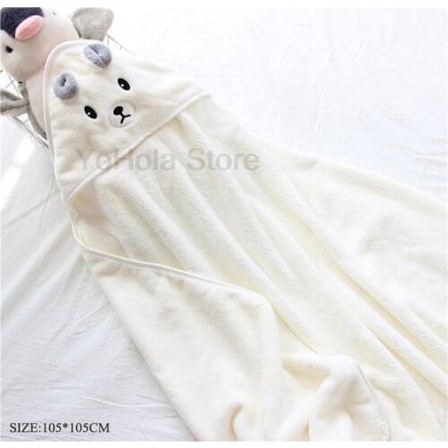Warm and Soft Towels Bathroom Microfiber Solid Quickly Dry Home Towel Cute Cartoon White Bear Hooded Blanket Four Season