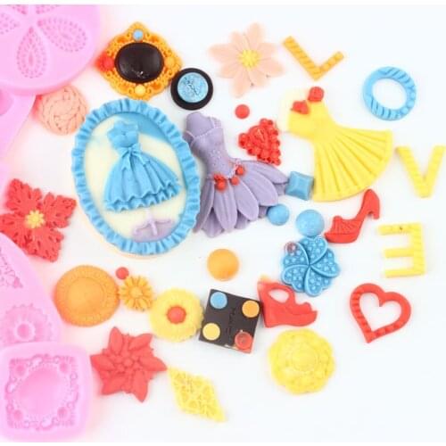 High Heels Silicone Mold Gem Lipstick Fondant Cake Decorating Tools Cupcake Topper Molds Candy Clay Chocolate Gumpaste Moulds