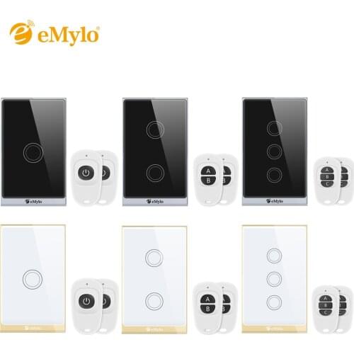 EMylo Smart Wall Light Switch Touch Pannel US Plug 1/2/3 Gang WiFi RF/APP/Touch Control Timing Work with Alexa Google Assistant