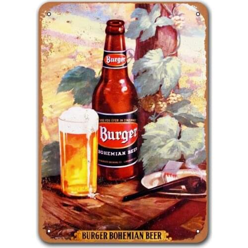 Vintage Metal Tin Sign Burger Bohemian Beer Bar Signs, Sisoso Plaque Poster for Man cave Home Pub Cafe Wall Decor 12x16 inch