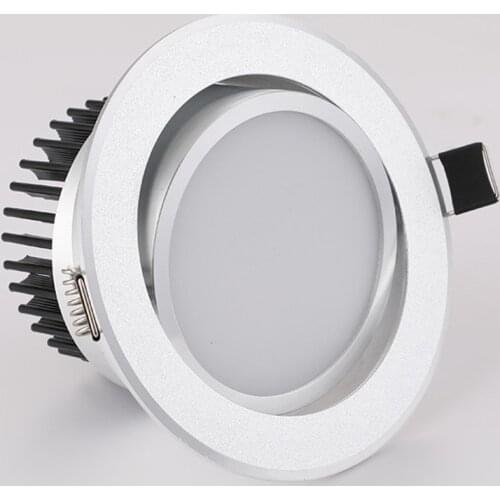 Silver Round Dimmable Recessed LED COB Downlight 3W/5W/7W/12W 15W Recessed LED Ceiling Spot Light 3000K 4000K 6000K AC90-265V