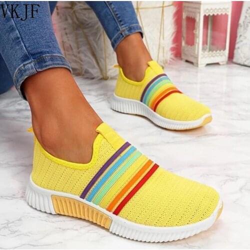 2021 New Fashion Women Sneakers Rainbow Color Handmade Mesh Vulcanize Leisure Shoes Low-top Summer Casual Ladies Shoes Girl Plus