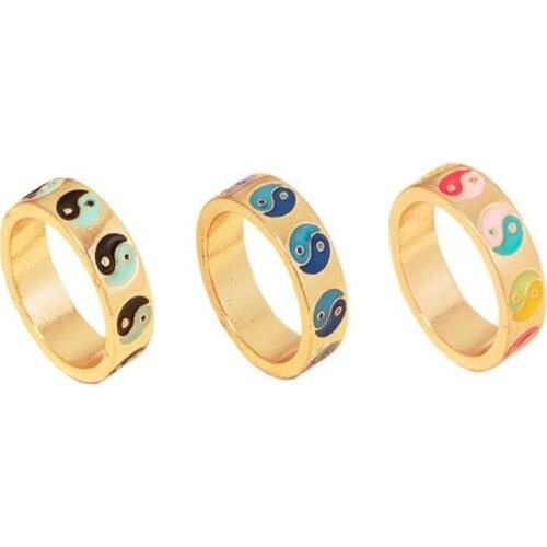 Retro China Style Tai Chi Ring Multi-color Womens Finger Ring Accessories European And American Female Fine Gifts