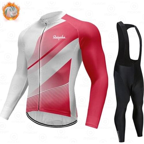 Winter Cycling Jersey Set 2021 Ralvpha Man Fleece Cycling Clothing MTB Cycling Bib Pants Set Ropa Ciclismo Triathlon Suit Jacke