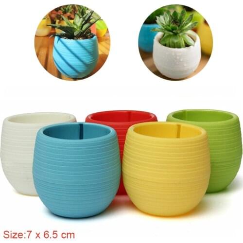Mini Colourful Round Plastic Plant Flower Pots Home Office Decor Planter Decorative Crafts In The Bedroo Living Room Decoration