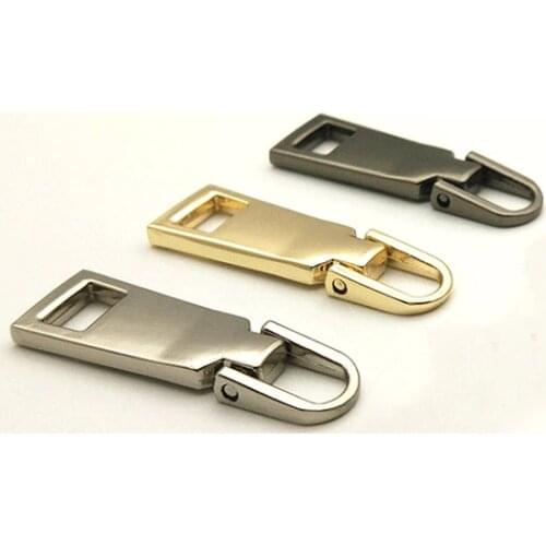 10 pcs Detachable 5# Metal Zipper Slider Head Puller Tab Zipper Repair Kits DIY Sewing Handwork Bag Luggage gold silver black