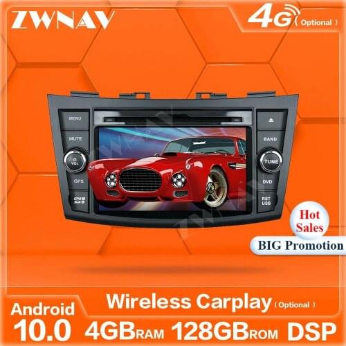 128GB Carplay Android 10.0 Screen Multimedia Player For Suzuki Swift 2013 2014 2015 2016 GPS Navi Audio Radio Stereo Head Unit