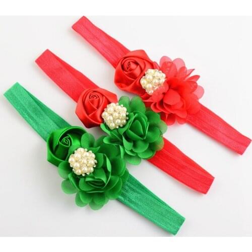 15 pcs/lot , Satin Rose with petite Chiffon flower On Elastic headband