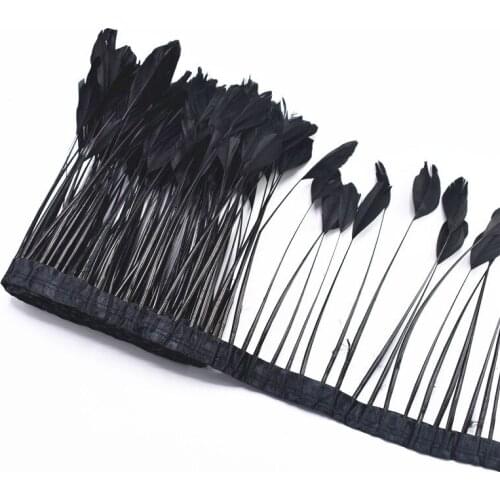 2yards Stripped Coque Goose Tail black Feathers ribbon Trims 10-15cm DIY decor feathers for crafts Sewing Skirt Apparel plumas