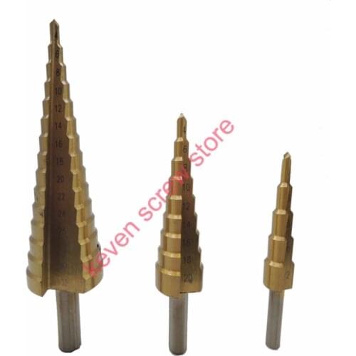 3Pcs/lot 4-12/20/32mm Professional HSS Steel Large Step Cone Titanium Coated Metal Drill Bit Cut Tool Set Hole Cutter