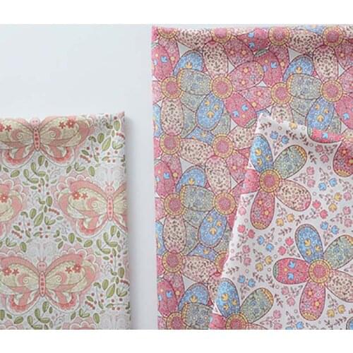 50x145cmCotton Digital Printing Thin Fabrics Patchwork Handmade Clothes Bedding Bag Material Butterfly Flower Print Fabric Tissu